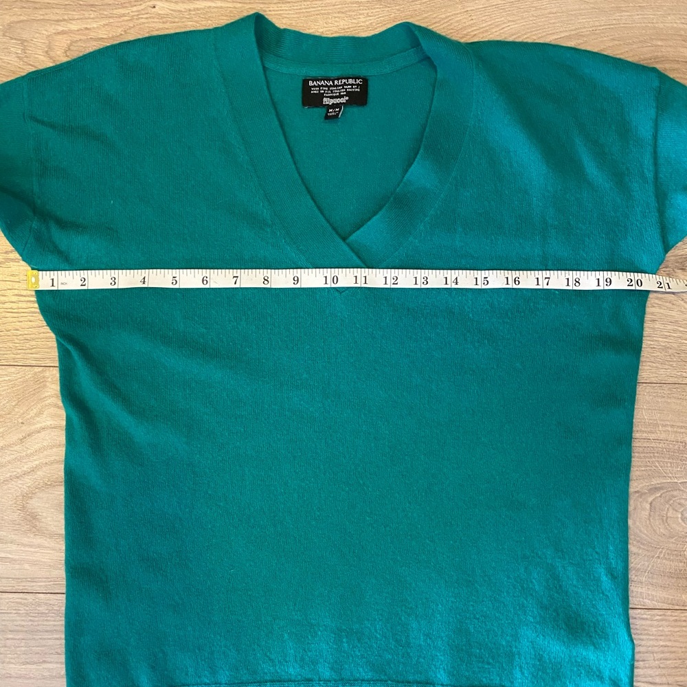 Banana Republic Green V-Neck Women's Sweater merino cashmere rayon blend size M - Picture 6 of 8